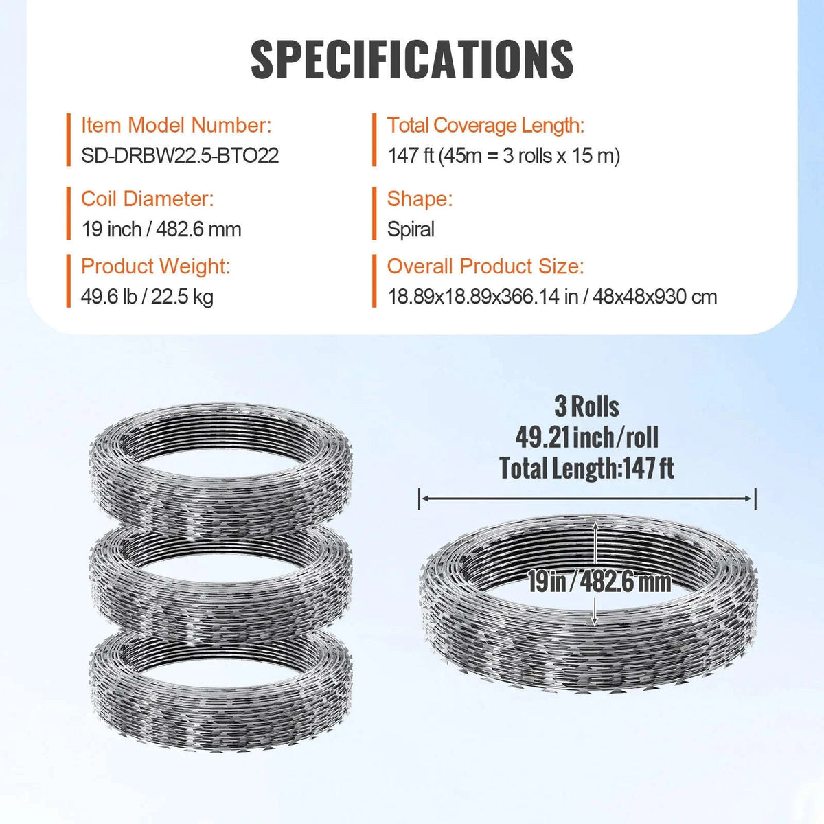 Double Spiral Galvanized Razor Wire Fencing Roll for Garden and Boundary Protection-DRBW22.5 / spain