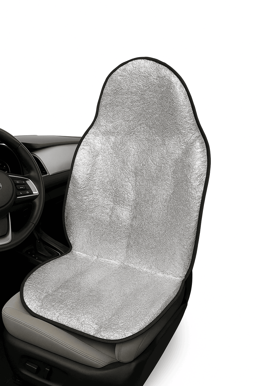 Double Thick Foldable Steering Wheel Sun Shade, UV Protection-Silver