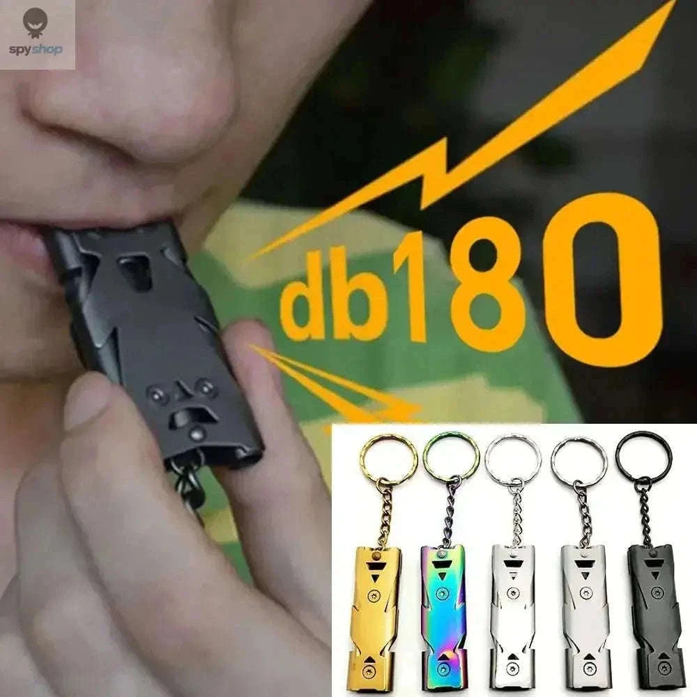 Double-Tube Survival Whistle Keychain for Outdoor Safety-Silver
