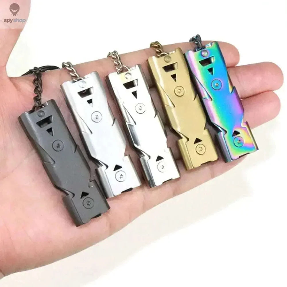 Double‑Tube Survival Whistle Keychain – Loud, Durable, Ultra‑Portable Safety Tool-Silver