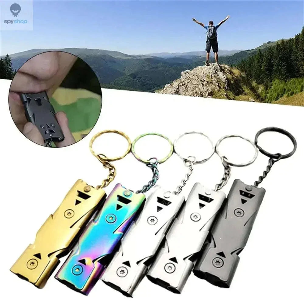 Double‑Tube Survival Whistle Keychain – Loud, Durable, Ultra‑Portable Safety Tool-Silver