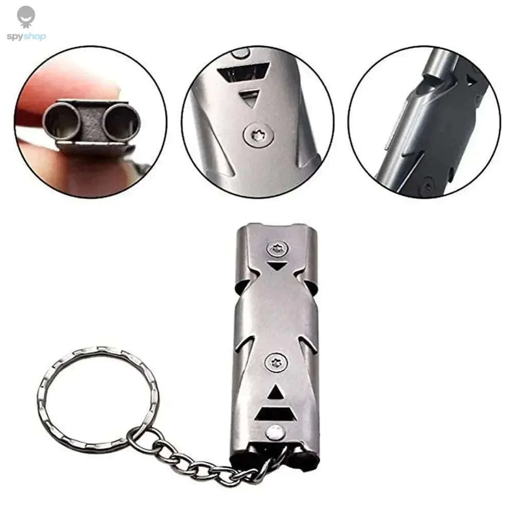 Double‑Tube Survival Whistle Keychain – Loud, Durable, Ultra‑Portable Safety Tool-Silver