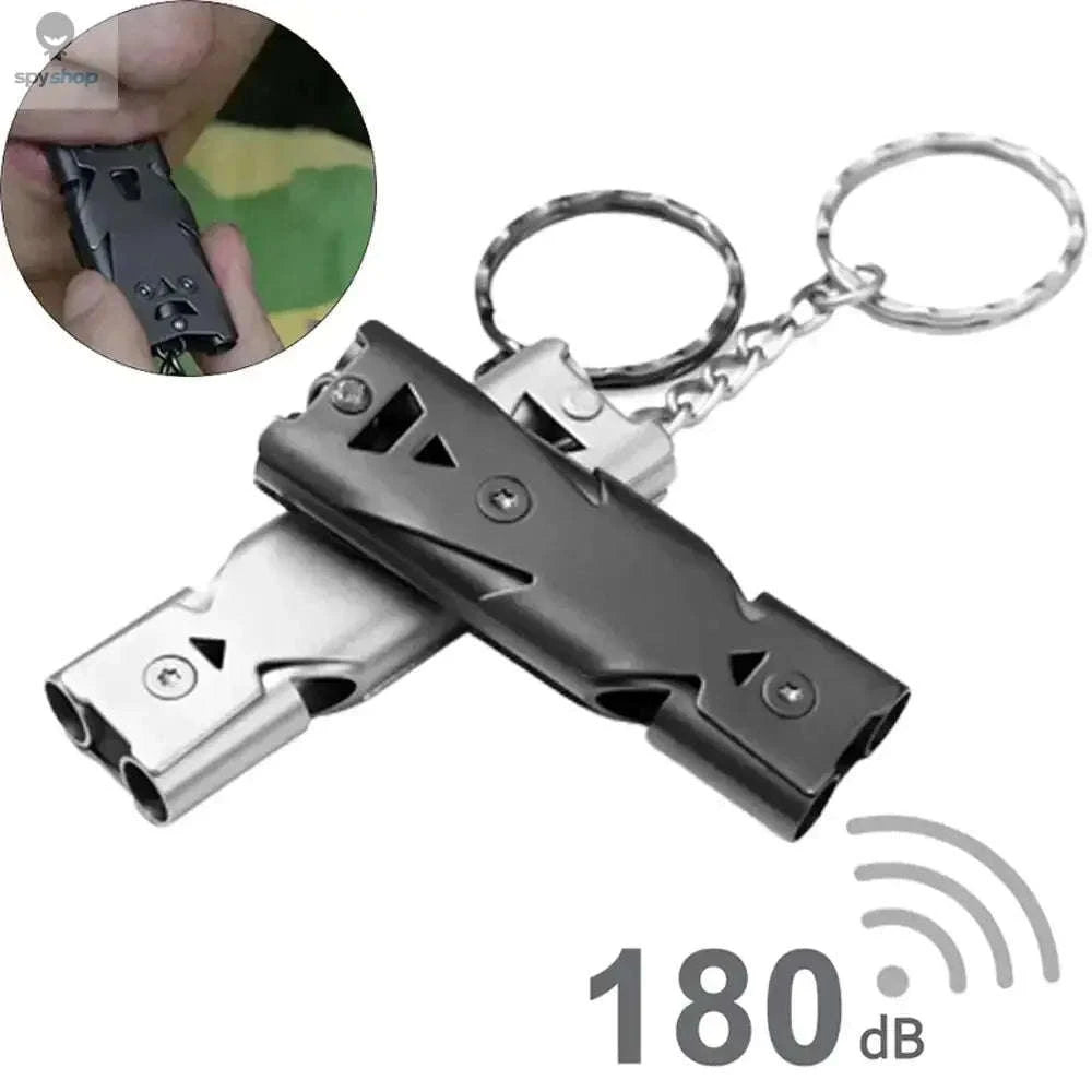 Double‑Tube Survival Whistle Keychain – Loud, Durable, Ultra‑Portable Safety Tool-Silver