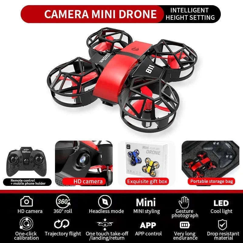 Dowellin D12 Mini Drone for Kids with Dual Camera-D12-WF-RED