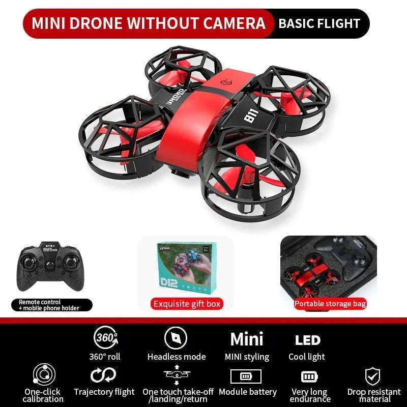 Dowellin D12 Mini Drone for Kids with Dual Camera-D12-WF-RED
