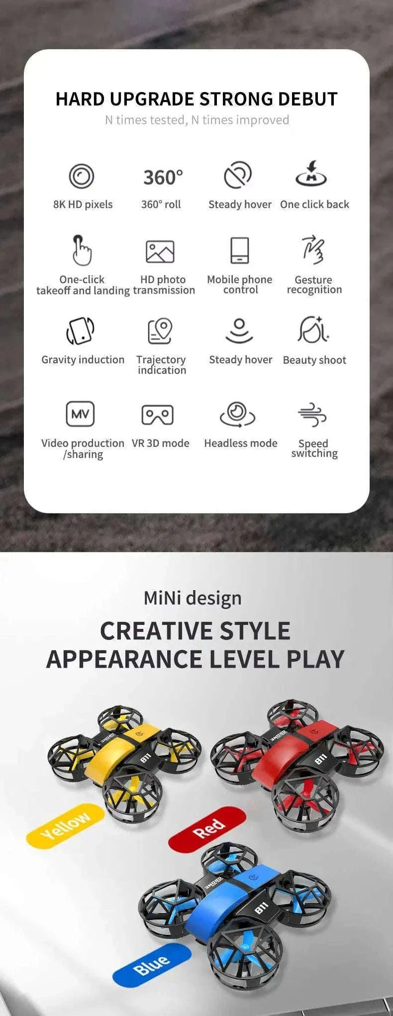 Dowellin D12 Mini Drone for Kids with Dual Camera-D12-WF-RED