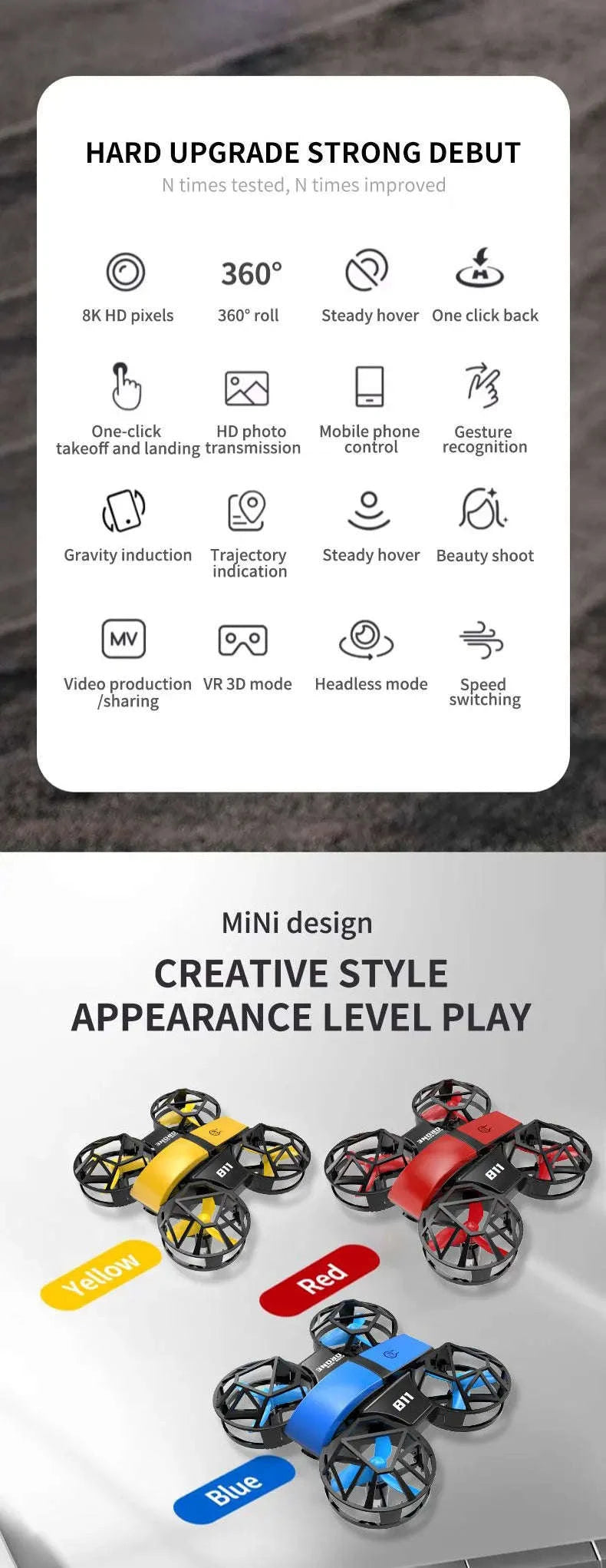 Dowellin D12 Mini Drone with Dual Camera for Kids-D12-WF-RED