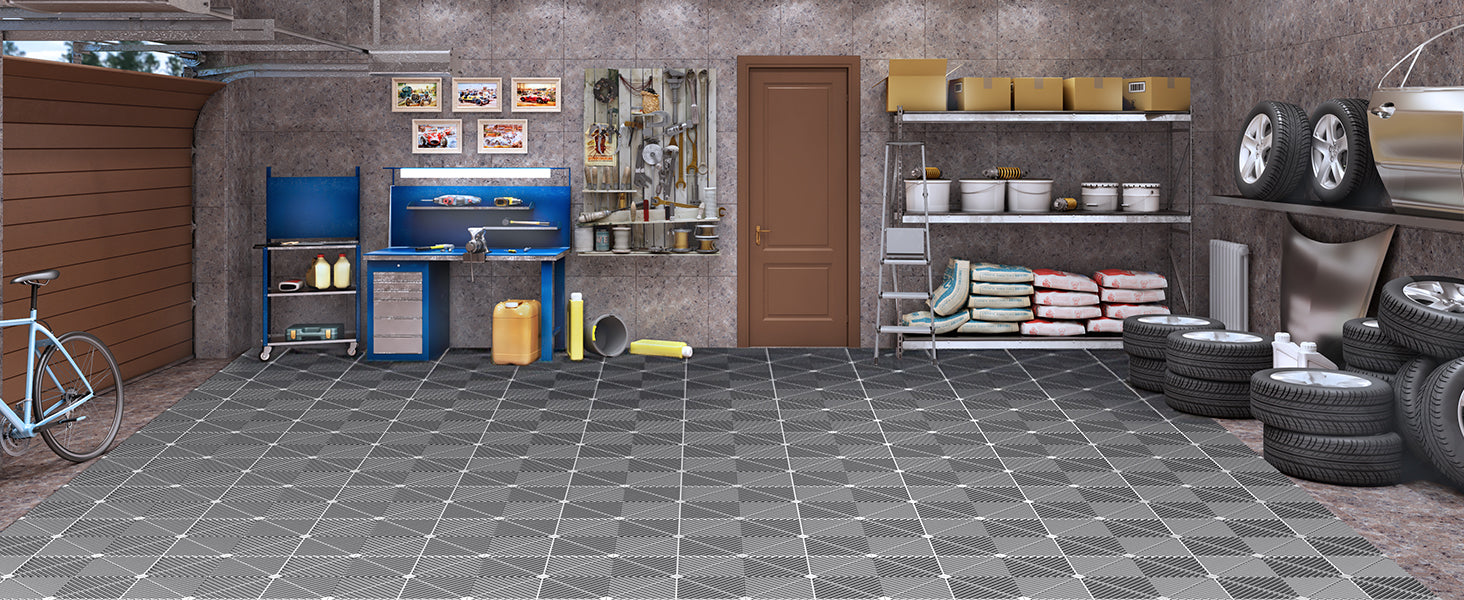 Interlocking Drainage Floor Tiles 12x12 Non-Slip Modular Mats