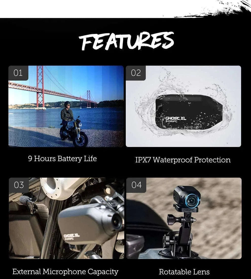 Drift Ghost XL 1080P Action Camera with Rotating Lens & Dash Cam Mode-Default Title
