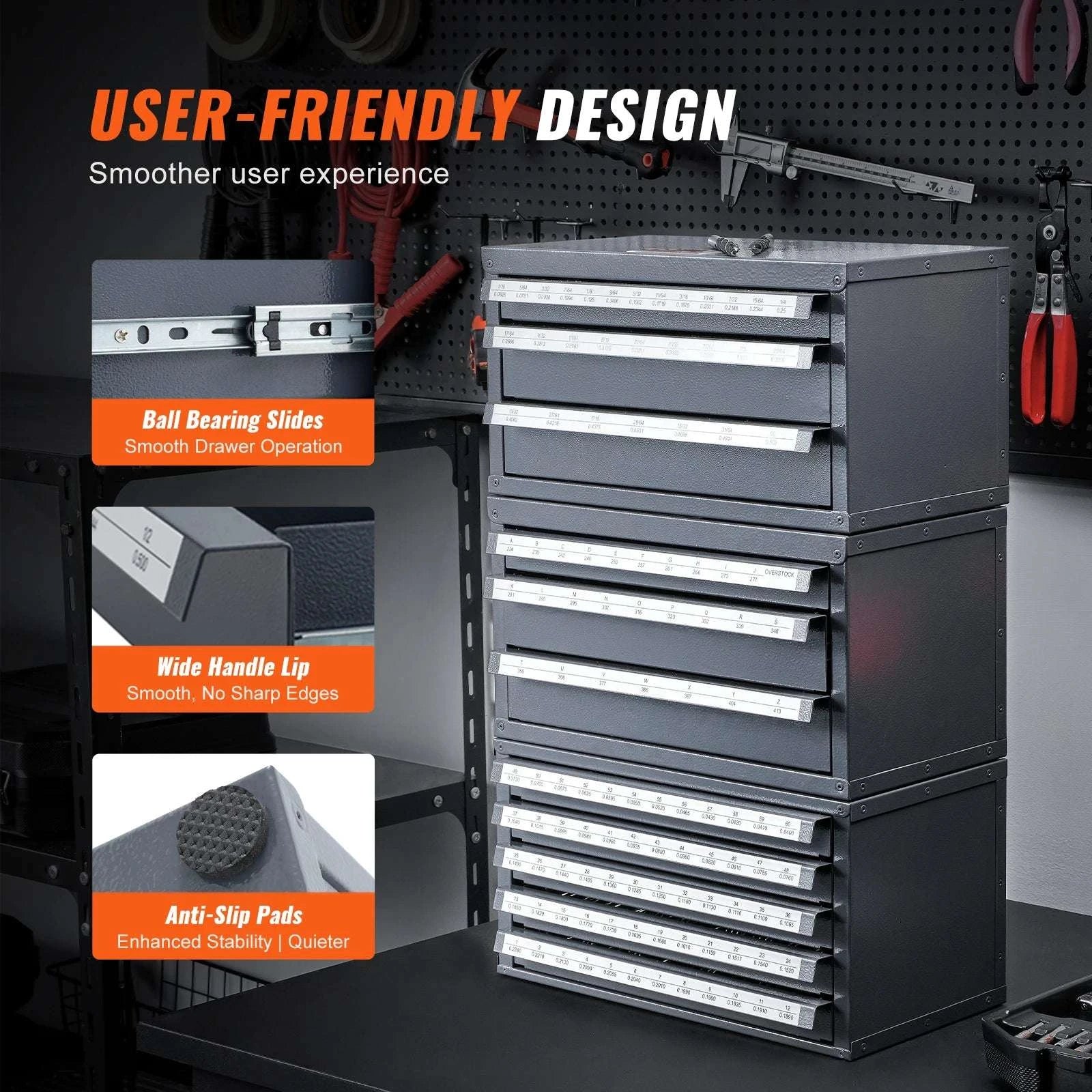 Drill Bit Dispenser Cabinet Set with Labeled Drawers 116 Slots-United States