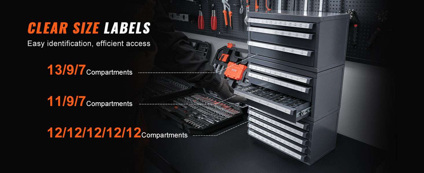 Drill Bit Dispenser Cabinet Set with Labeled Drawers 116 Slots-United States