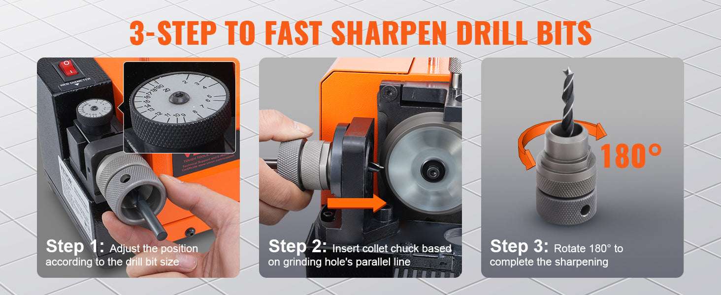 Drill Bit Sharpener Machine 4500RPM Adjustable Angle with 18 Collets-MR-20G / United States