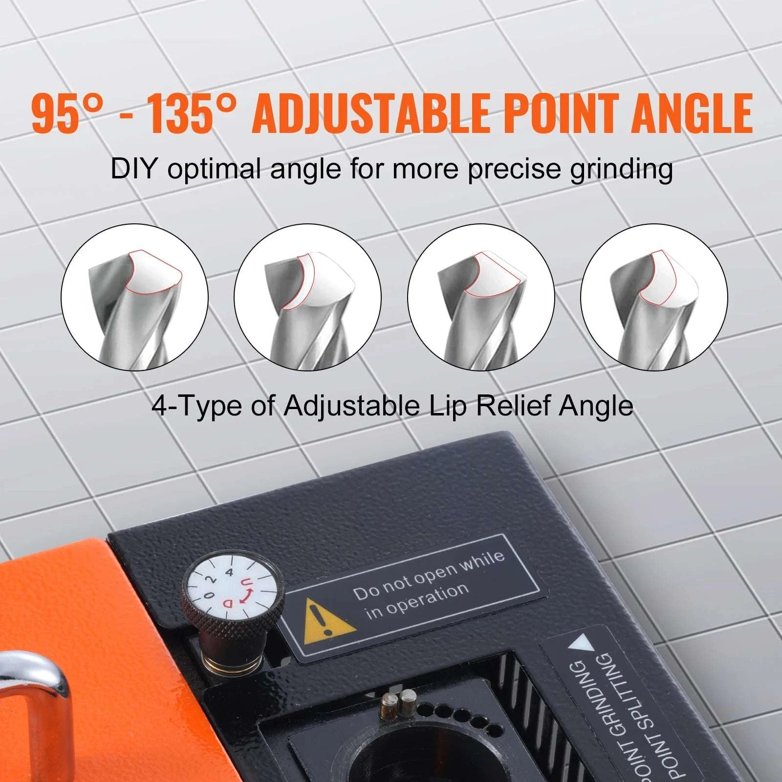 Drill Bit Sharpener Machine 4500RPM Adjustable Angle with 18 Collets-MR-20G / United States