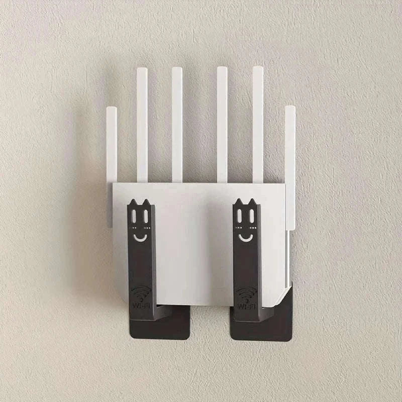 Drill-Free Router Mounting Rack Wall Holder Set-black