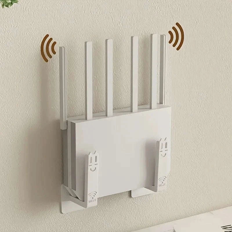 Drill-Free Router Mounting Rack Wall Holder Set-black