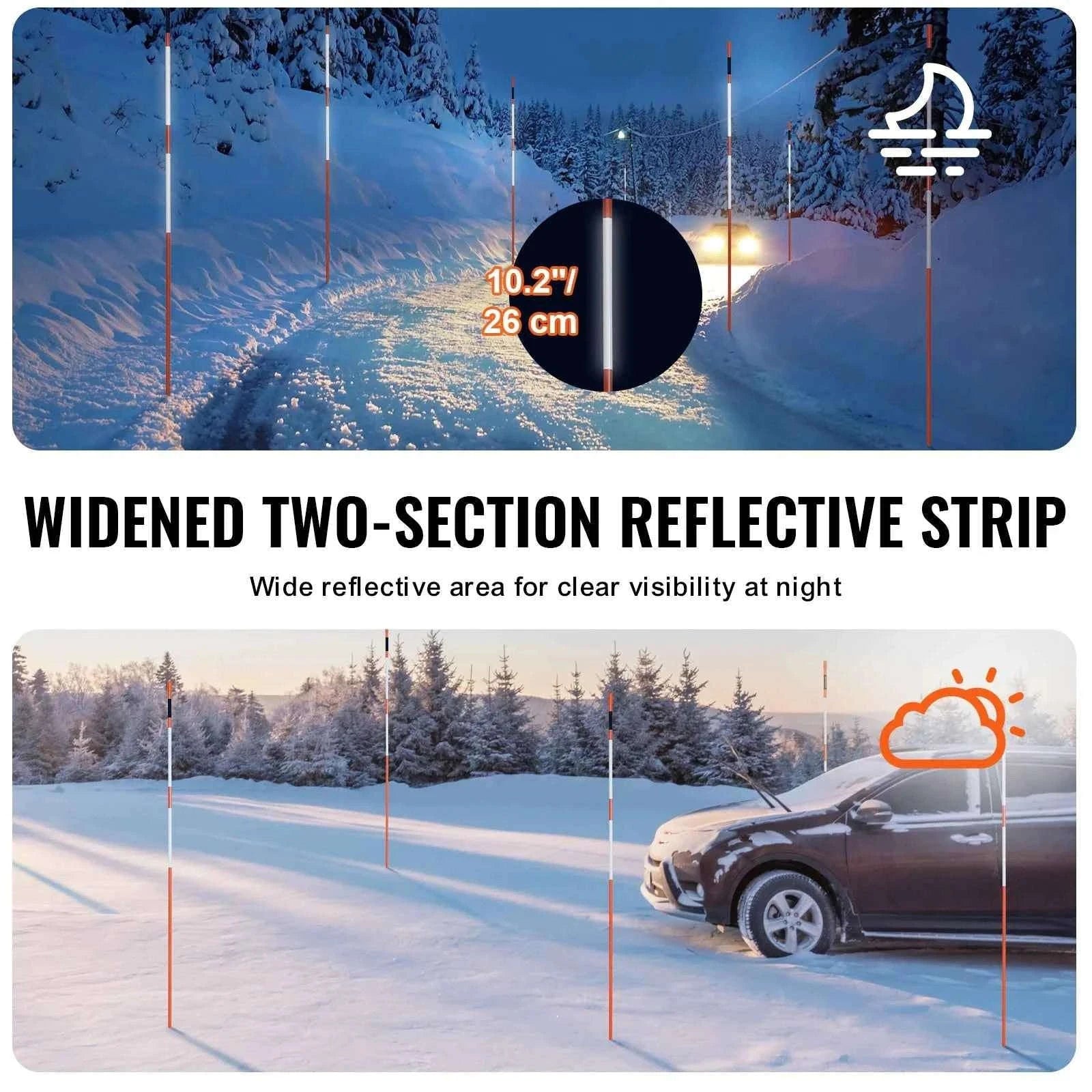 Driveway Markers 48 Inch Fiberglass Snow Stakes with Reflective Strip-30 pcs / United Kingdom