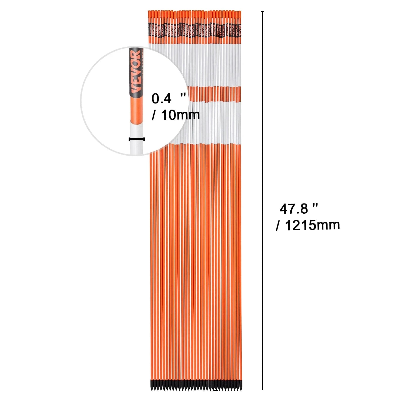 Driveway Markers 48 Inch Fiberglass Snow Stakes with Reflective Strip-30 pcs / United Kingdom
