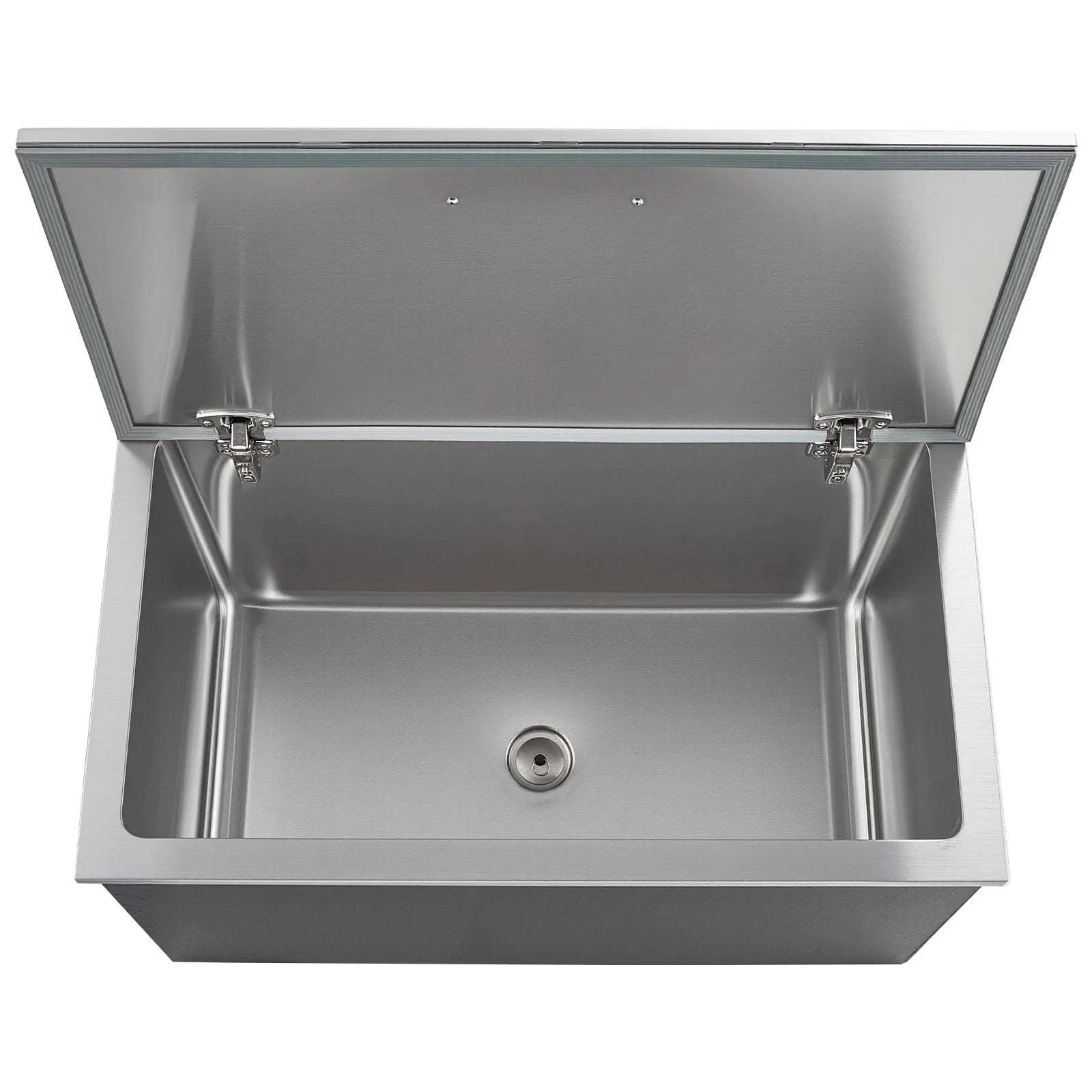 Drop-In Stainless Steel Ice Chest with Lid & Drain for Outdoor Bar-19.88x15.94x14.57in / United States