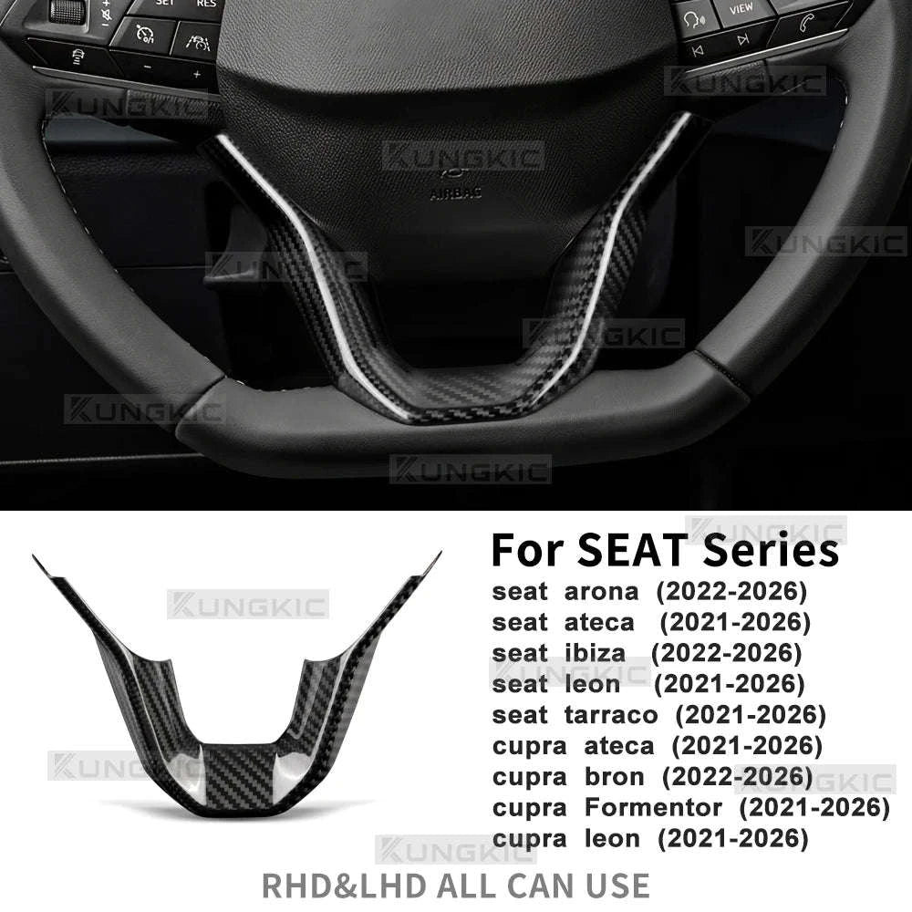 Dry Carbon Fiber Steering Wheel Bottom Trim for Seat and Cupra-Above button / Germany
