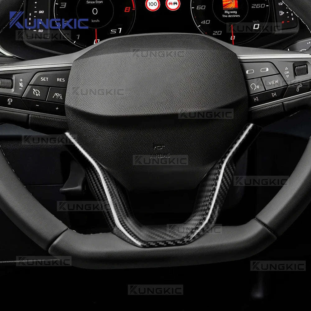 Dry Carbon Fiber Steering Wheel Bottom Trim for Seat and Cupra-Above button / Germany