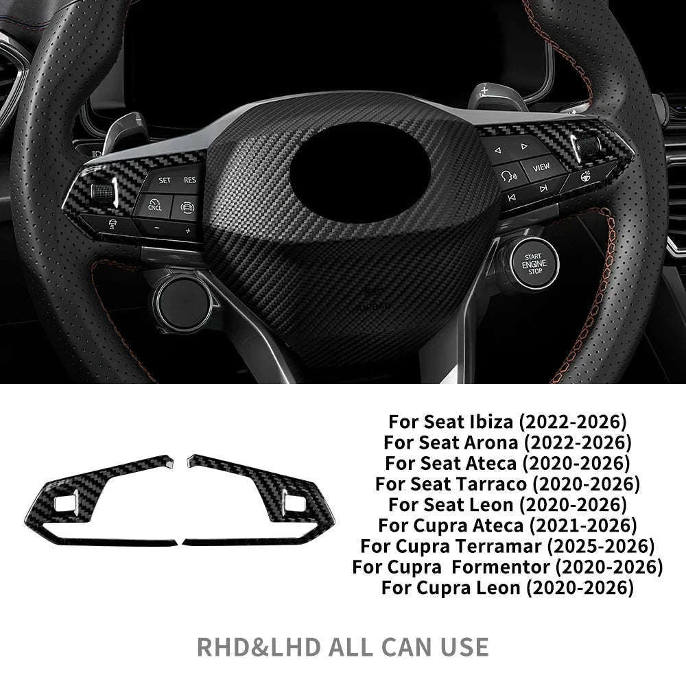 Dry Carbon Fiber Steering Wheel Bottom Trim for Seat and Cupra-Above button / Germany