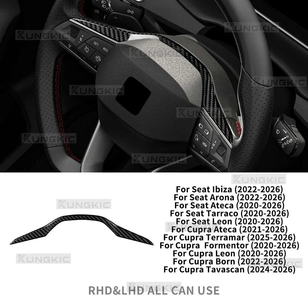 Dry Carbon Fiber Steering Wheel Bottom Trim for Seat and Cupra-Above button / Germany
