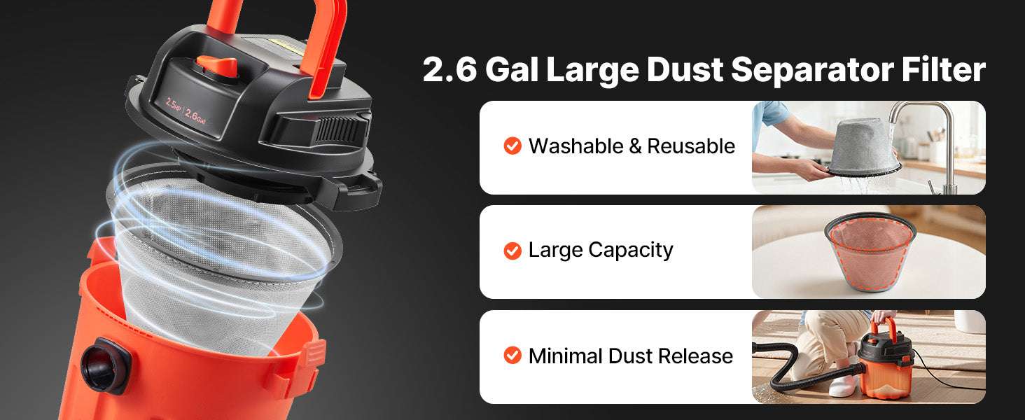 Dry Shop Vacuum with Strong Suction and Multi-Nozzle Cleaning-10L / United States