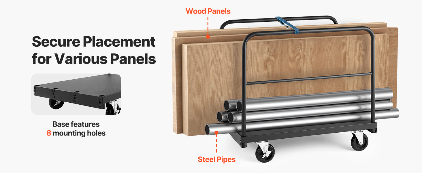 2-in-1 Drywall Cart Dolly 1800 lbs Steel Panel Truck 36x24 Platform