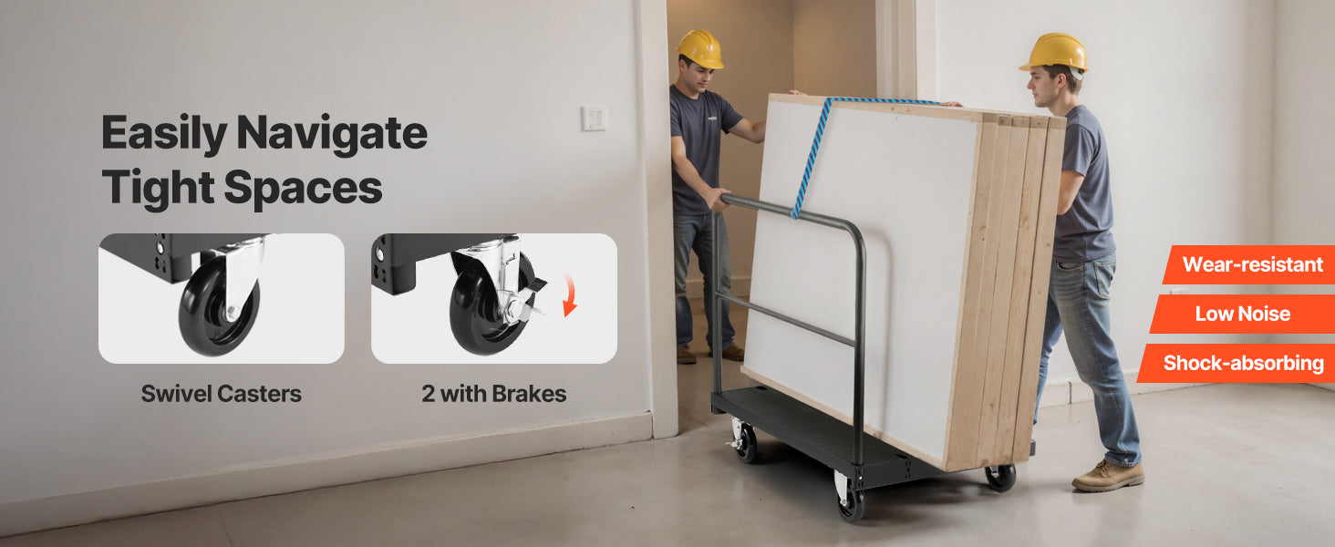 2-in-1 Drywall Cart Dolly 1800 lbs Steel Panel Truck 36x24 Platform