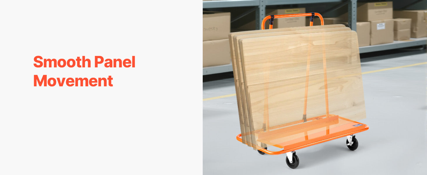 Nehéz teherbírású gipszkarton kocsi 1800 lb acél panel szállító görgőkkel