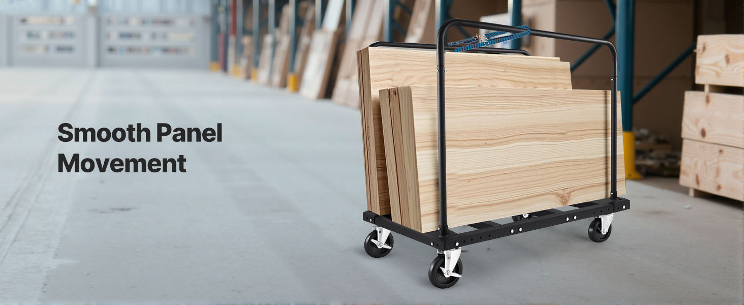 1800 lb Drywall Panel Dolly Cart with Swivel Casters & Strap