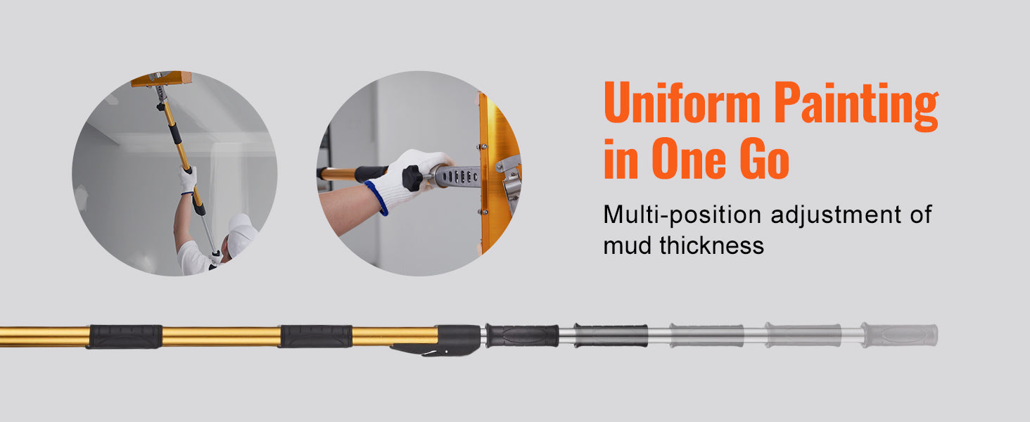 SucceBuy Drywall Flat Box Handle 40''-64'' Anodized Aluminum 5-Section Length Adjustable Non-Slip Grip for Plasterboard