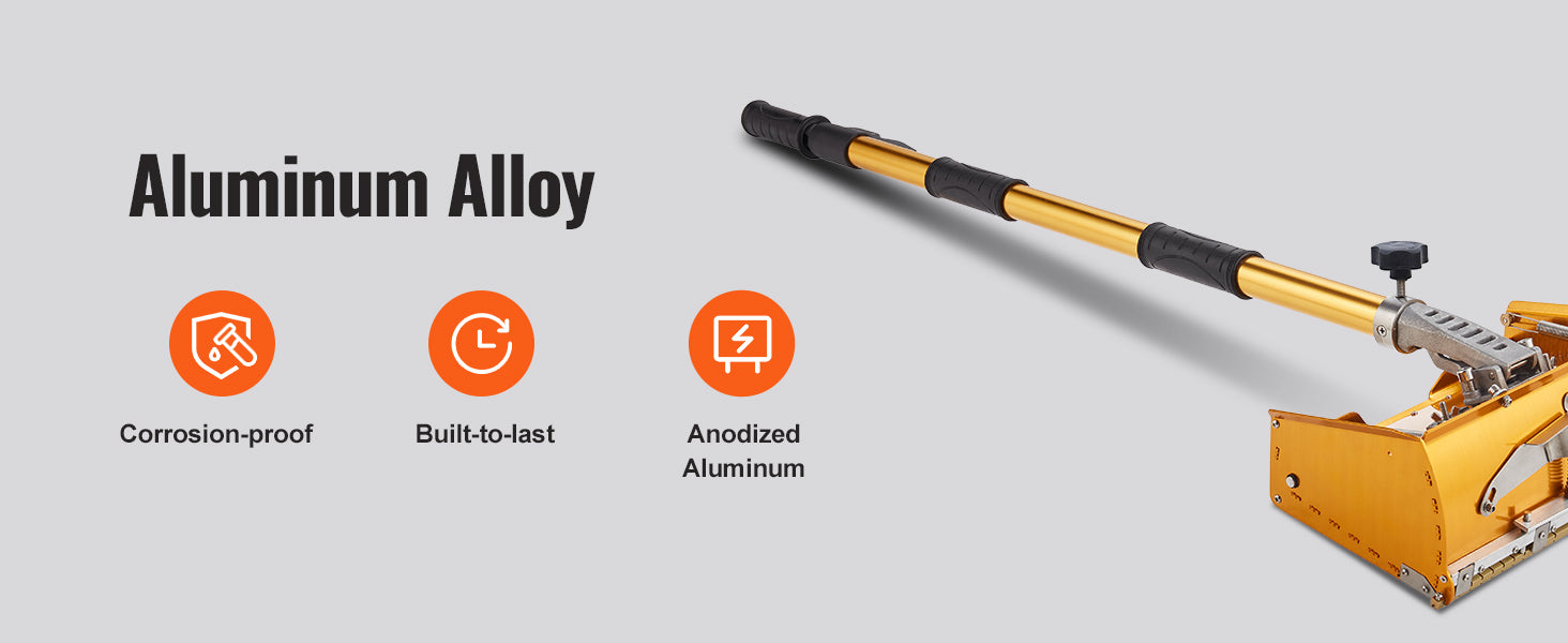 SucceBuy Drywall Flat Box Handle 40''-64'' Anodized Aluminum 5-Section Length Adjustable Non-Slip Grip for Plasterboard