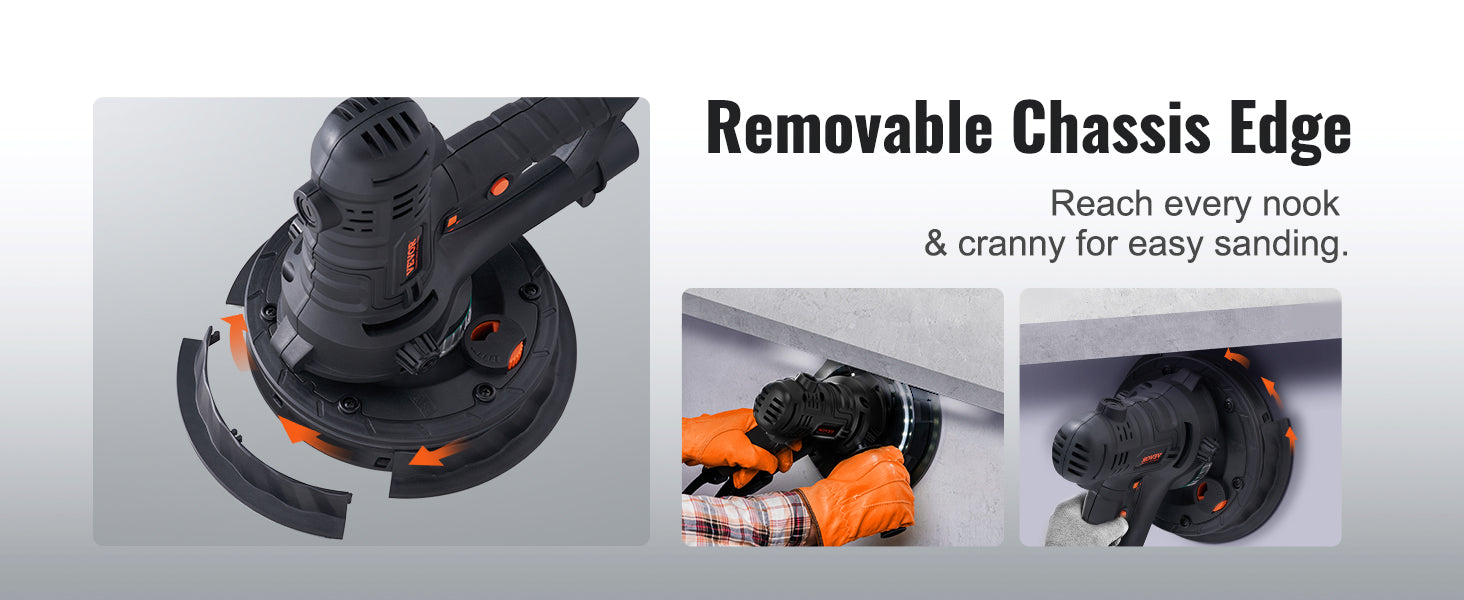 SucceBuy Drywall Sander Variable Speed 1200-2300 RPM Wall Sander with Automatic Vacuum Dust Collection System Double LED Lights