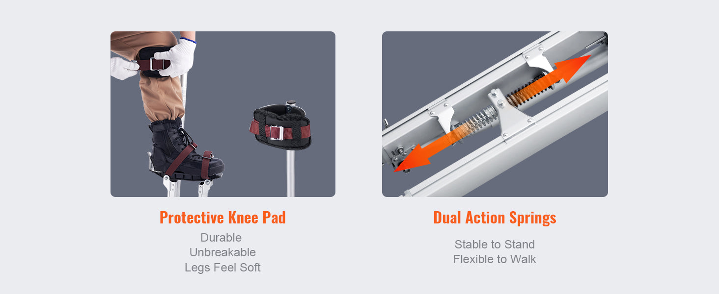Adjustable Aluminum Drywall Stilts 18-30 in with Protective Knee Pads