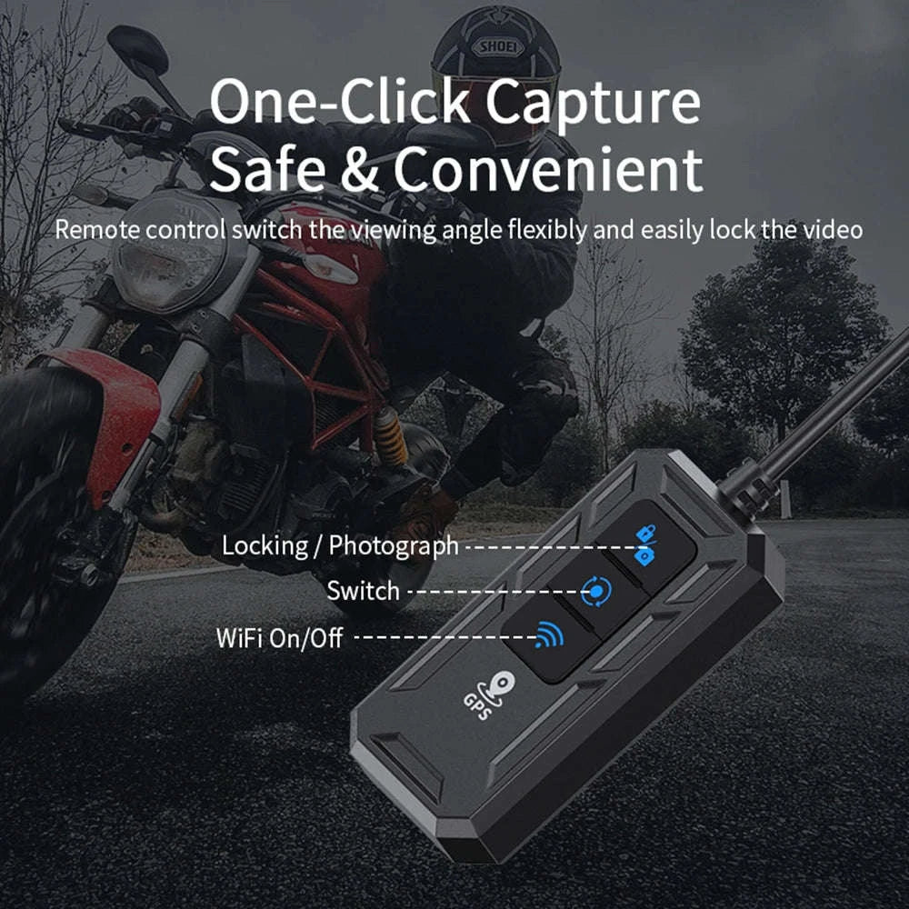 Dual 1080P Motorcycle Dash Cam Front Rear WiFi GPS Recorder-WiFi-GPS / 64G