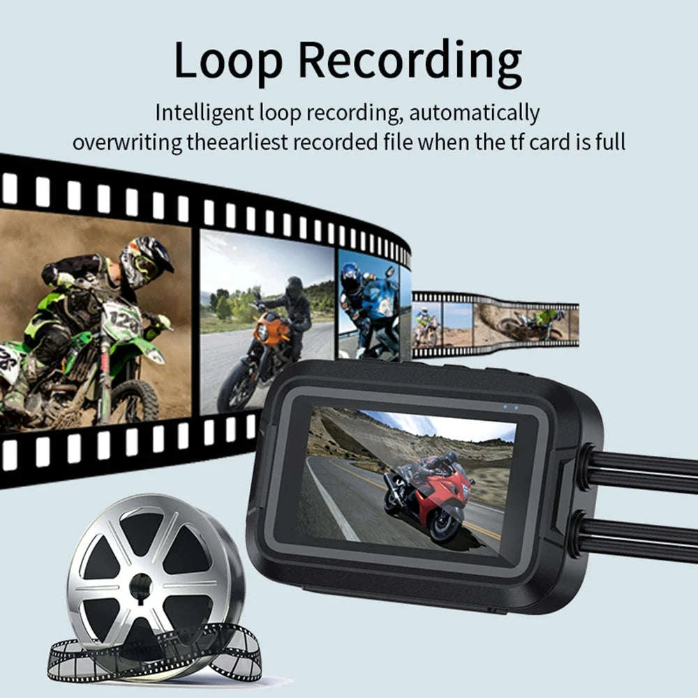 Dual 1080P Motorcycle Dash Cam Front Rear WiFi GPS Recorder-WiFi-GPS / 64G