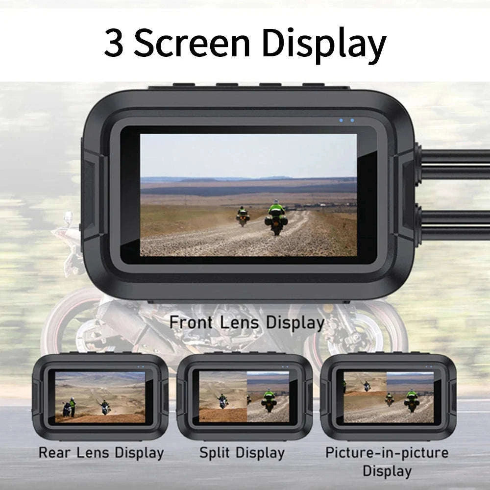 Dual 1080P Motorcycle Dash Cam Front Rear WiFi GPS Recorder-WiFi-GPS / 64G