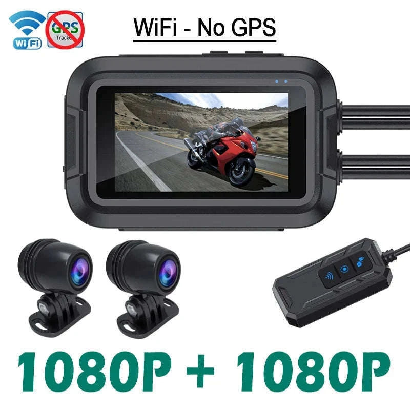 Dual 1080P Motorcycle Dash Cam Front Rear WiFi GPS Recorder-WiFi-GPS / 64G