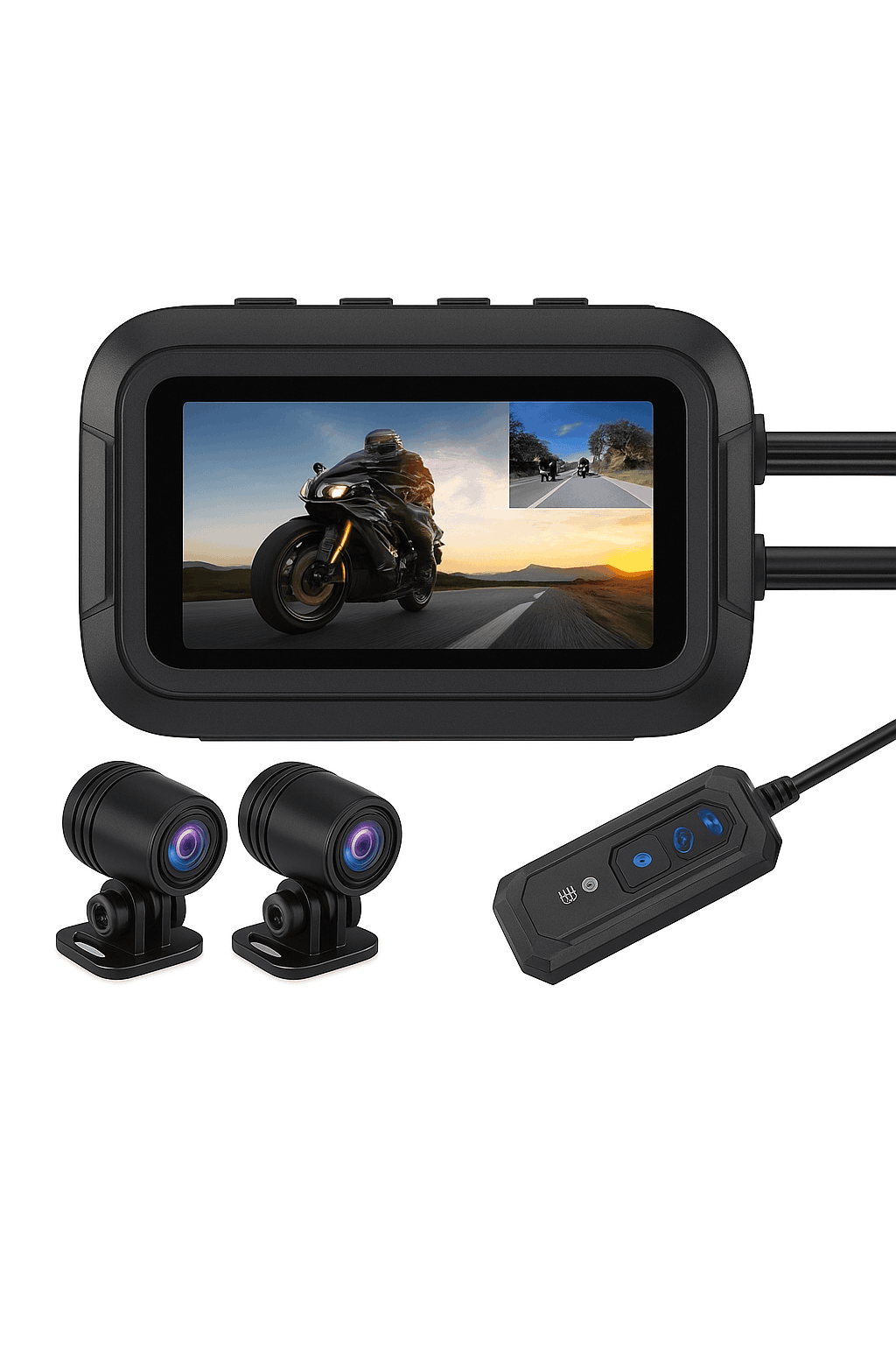 Dual 1080P Motorcycle Dash Cam Front Rear WiFi GPS Recorder-WiFi-GPS / 64G