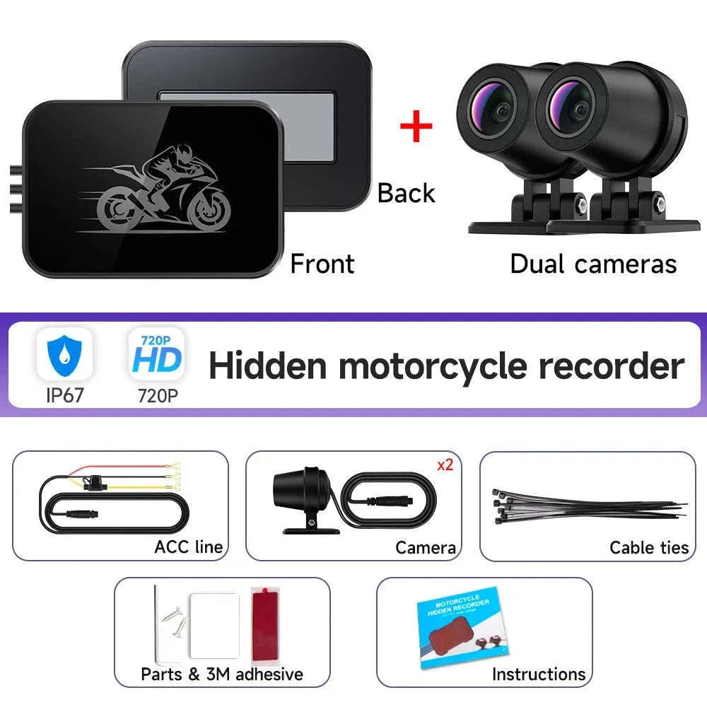 Dual 1080P Motorcycle Dash Cam Waterproof WiFi Front Rear Recorder-720P With Dual CAM / China Mainland