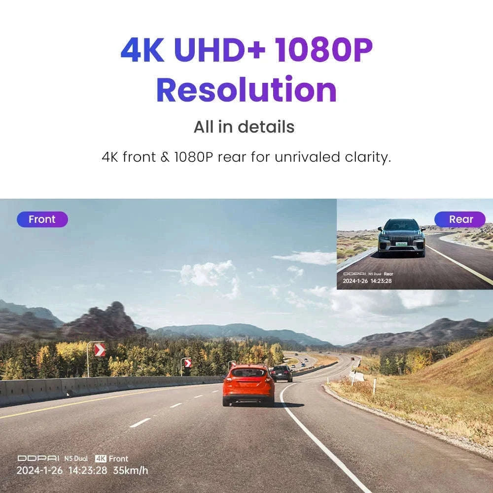 Dual 4K HDR Dash Cam Front Rear with WiFi 6 GPS and 24H Parking Mode-N5 Dual / No SD Card / China Mainland