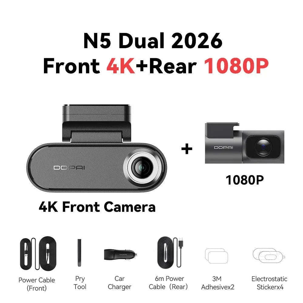 Dual 4K HDR Dash Cam Front Rear with WiFi 6 GPS and 24H Parking Mode-N5 Dual / No SD Card / China Mainland