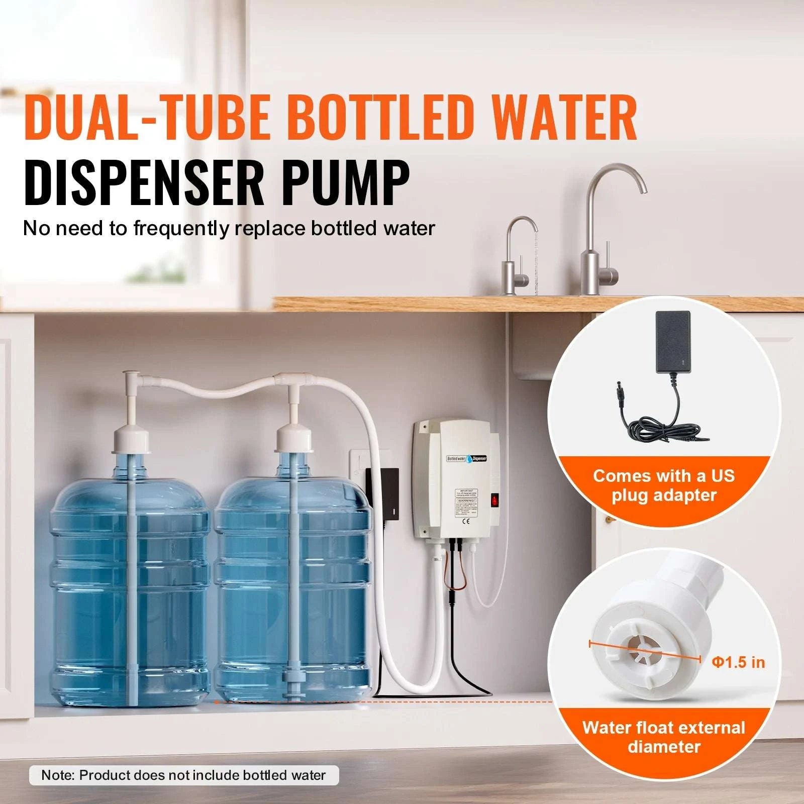 Dual 5-Gallon Bottled Water Pump System with Automatic Pressure Control-2x5 Gallon / United States