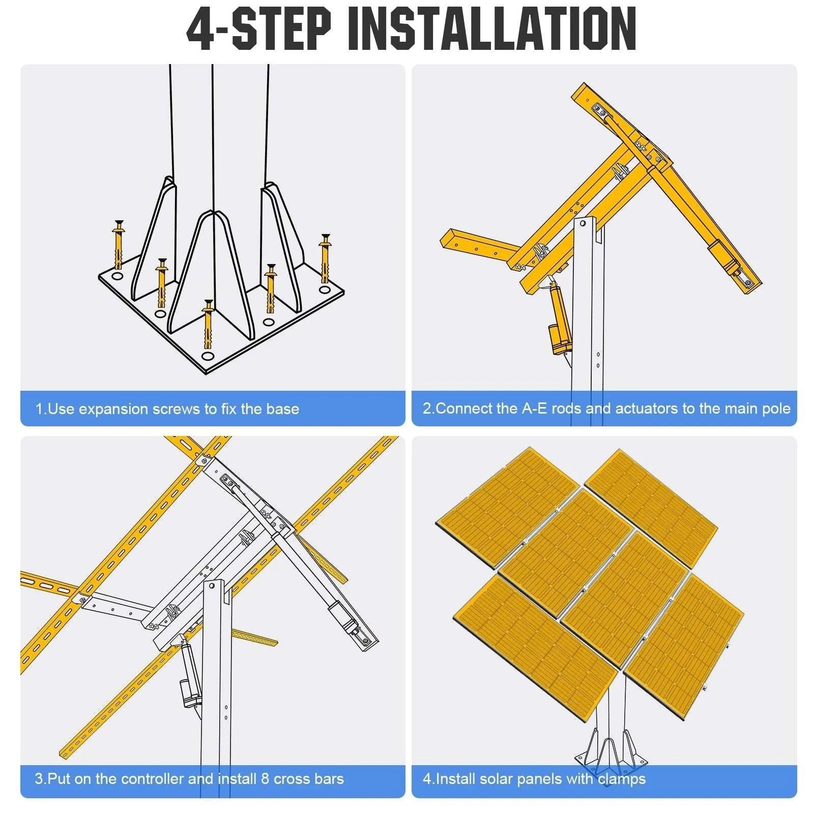 Dual Axis Solar Panel Tracker System for 40% More Power Output-WHITE / United States