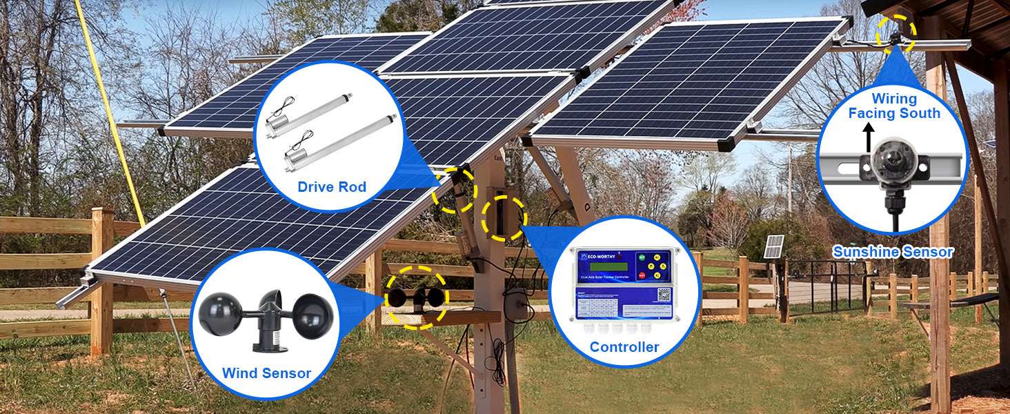 Dual Axis Solar Panel Tracker System for 40% More Power Output-WHITE / United States