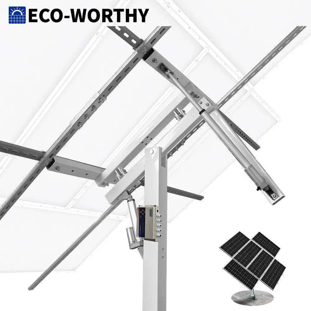 Dual Axis Solar Panel Tracker System for 40% More Power Output-WHITE / United States