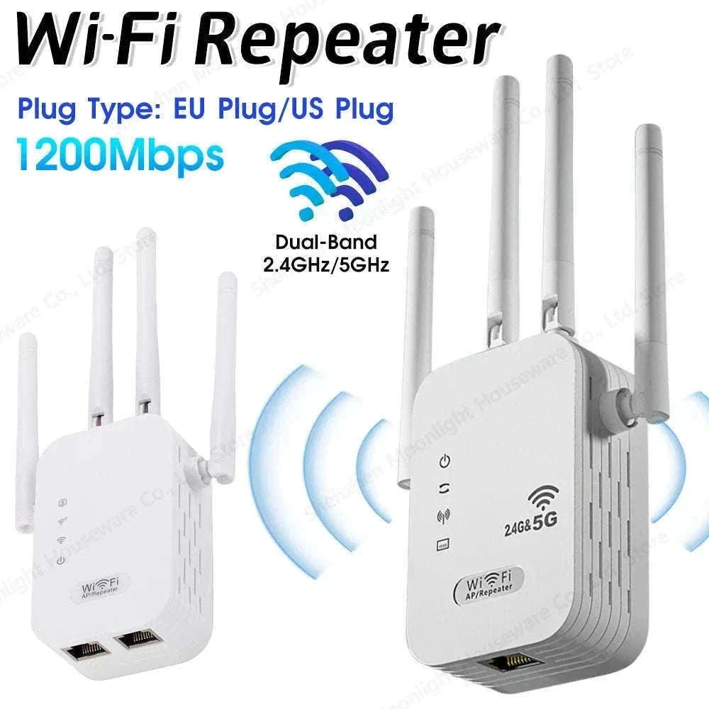 Dual-Band WiFi Extender 1200Mbps Signal Booster with WPS-300M EU PLUG / United States