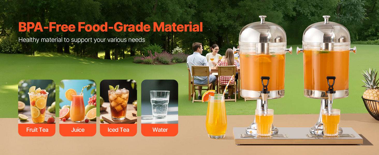 Dual Beverage Dispenser 4.2 Gallon with Ice Chamber & Spigots-2.2gal 8L / United States