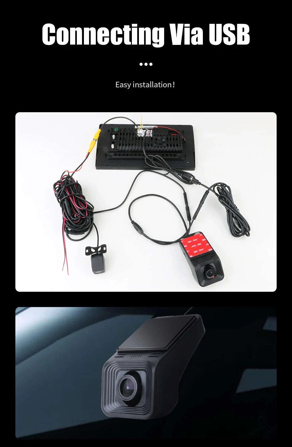 Dual Camera Car DVR for Android Auto with 1080P Recording-Daul Lens / No TF Card